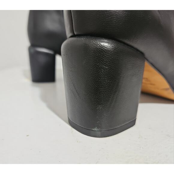 Vince Leather Boots Womens 6 Black Square Toe Block Heel Elevated Elegant - Picture 11 of 16